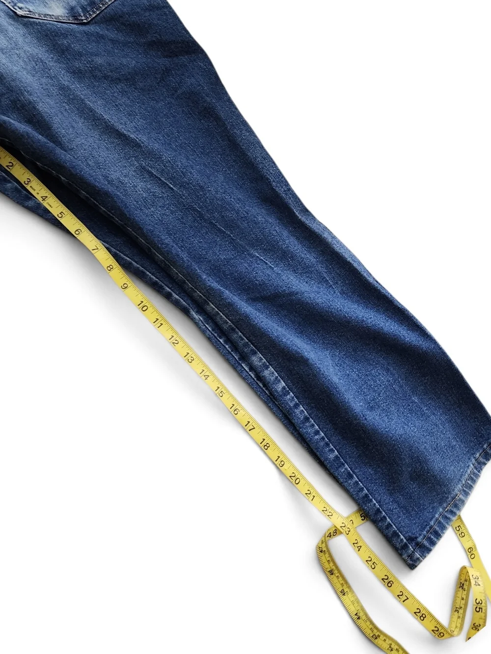 Wrangler Men's Dark Blue Bootcut Jeans with Whiskered Fade approx Size 38/26
